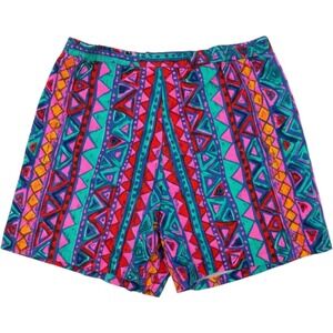 Jukebox Geometric Print Shorts Womens Medium Multi Color Retro 90s Nepal Cotton
